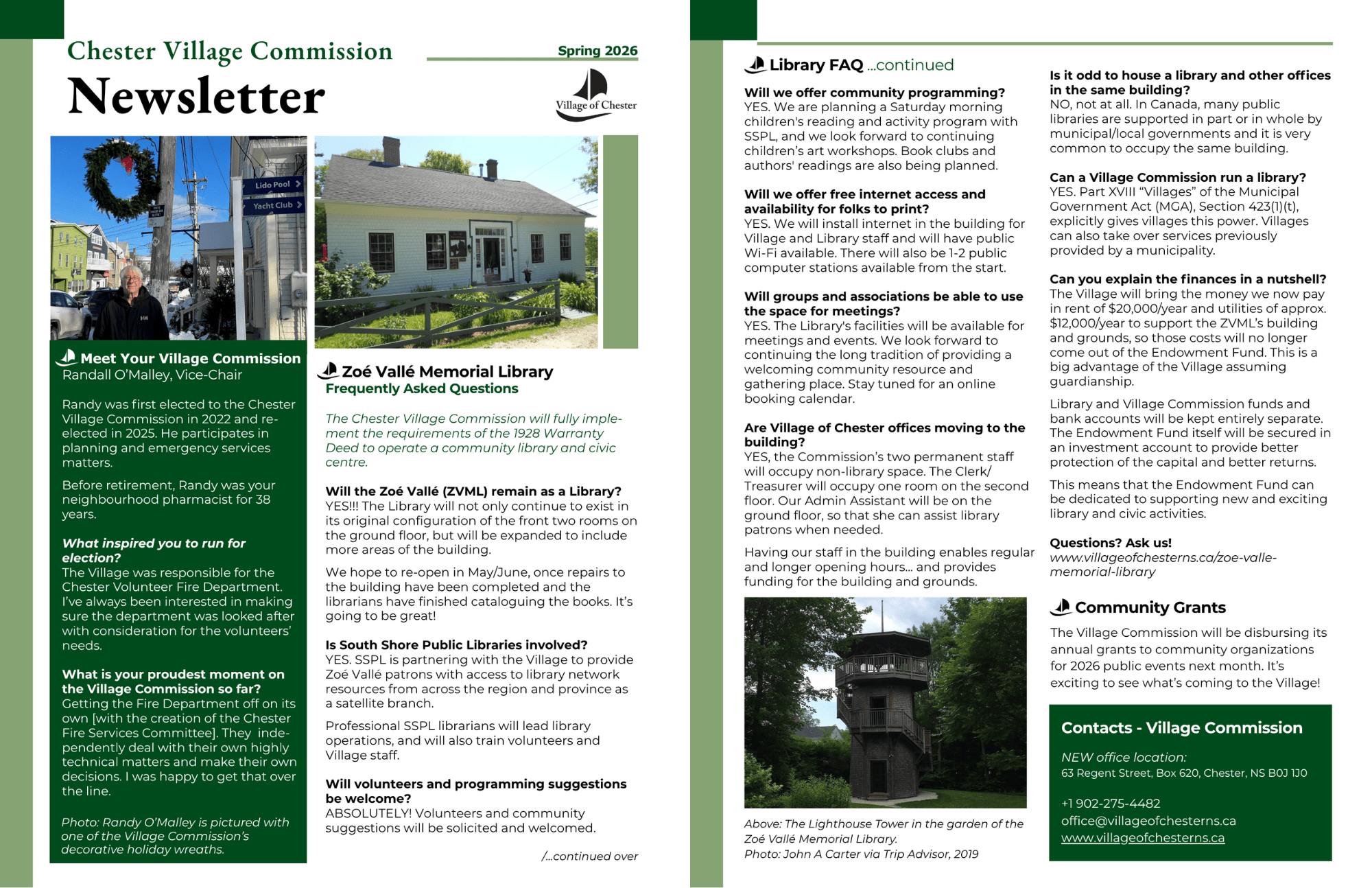 Village Newsletter Spring 2026 2 pg image